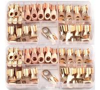 70pcs OT Type Non-Insulated 10A 20A 30A 40A 50A Wire Terminal Red Copper Nose Lugs Crimp Open Mouth Cable End Connector Splice
