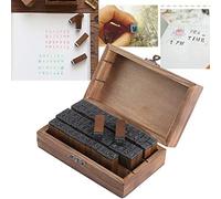 70pcs Timbres Lettre Num|ro lettre en bois 70 Pices de Timbres en Bois D'alphabet Vintage Lettres de L'alphabet Timbres avec Num|ros de Bo?te de Rangement Holzstempel