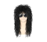 70s 80s Halloween Costumes Rocking Dude Perruque Punk Metal Rocker Disco Perruque Mullet Noir Bouclé