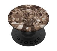 70s Disco Dance Floor Dog Golden Retriever Animal Selfie PopSockets PopGrip Adhésif