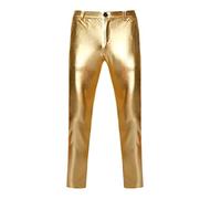 70s Disco Pantalon brillant métallisé pour homme, pantalon hip-hop brillant, costume d'Halloween pour rave, discothèque, soirée dansante, or, M