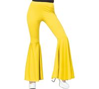 70S rétro jaune festival pantalon à pattes d'éléphant hippie festival voyage dans le temps carnaval pantalon à pattes d'éléphant boho chic mode disco flair nostalgie fête vintage, Taille : 38 - 40 (M)