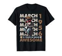 70th Birthday Dog Lover March 1956 Vintage 70 Years Old T-Shirt