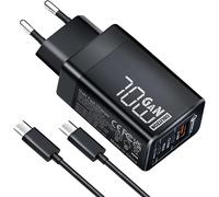 70W USB C Fast Charger,3 Ports PD 3.0 GaN Charger Adapter Type C with 100W Cable for MacBook Pro/Air,XPS 15,iPhone 16/15/14,iPad Pro,Google Pixel,Samsung Galaxy S24/S23,Steam Deck