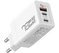 70W Usb C Fast Charger, Pd 3.0 Gan With 3 Ports Type C Adapter For Macbook Pro Air M1 M2 Dell Xps 15 Iphone 15 Ipad Pro Air Google Pixel Samsung Galaxy S23 Ultra Plus S22 Steam Deck