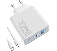 70W USB C Fast Charger, PD GaN Charger 2 Ports Type C Adapter with 100W Cable for MacBook Pro/Air, XPS 15, Huawei, iPhone 14/13, iPad Pro, Galaxy S22/S21