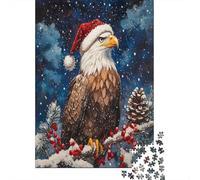 70x50cm/1000pcs Aigle des neiges Puzzle Jouet en Bois Cadeau Unique Décoration Intérieure Baies Rouges et Pommes de pin Jeu ÉduChatif Challenge Toy