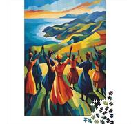 70x50cm/1000pcs Amis Dansant Autour d'un Cercle de Tambours Jigsaw Vue du Mont Malin Puzzles À Faire Soi-même pour Adultes