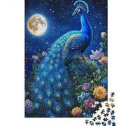 70x50cm/1000pcs Blue Paon Jigsaw Fleurs Under The Stars Puzzles À Faire Soi-même pour Adultes