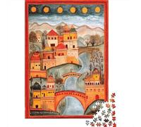 70x50cm/1000pcs Cité céleste : Motif pointillé Puzzle Jouet en Bois Cadeau Unique Décoration Intérieure Jeu ÉduChatif Challenge Toy