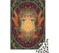 70x50cm/1000pcs Deux Oiseaux aux Ailes déployées Jigsaw Petites Fleurs Roses, vignes et Feuilles Puzzles À Faire Soi-même pour Adultes