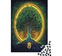 70x50cm/1000pcs Glowing Arbre de Vie Jigsaw Lumières Vertes et Bleues Puzzles À Faire Soi-même pour Adultes