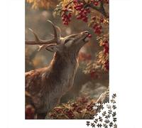 70x50cm/1000pcs Image surréaliste d'un cerf Mangeant des Prunes dans la forêt d'automne Jigsaw Puzzles À Faire Soi-même pour Adultes