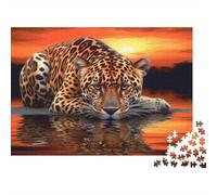 70x50cm/1000pcs Jaguar au Coucher du Soleil Puzzle Jouet en Bois Cadeau Unique Décoration Intérieure Jeu Éducatif Challenge Toy