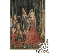 70x50cm/1000pcs Jeune Femme Jouant de la Harpe pour des Enfants Jigsaw Style médiéval Puzzles À Faire Soi-même pour Adultes