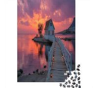 70x50cm/1000pcs Le Pont de Bois s'étend dans la mer, l'eau Bleue Jigsaw Puzzles À Faire Soi-même pour Adultes