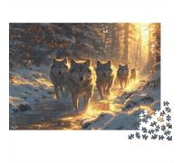 70x50cm/1000pcs Loups dans la forêt enneigée, Faune Sauvage Jigsaw Puzzles À Faire Soi-même pour Adultes