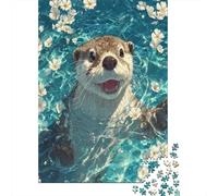 70x50cm/1000pcs Loutre Puzzle Jouet en Bois Cadeau Unique Décoration Intérieure Gloire du Matin Jeu ÉduChatif Challenge Toy