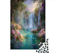 70x50cm/1000pcs Magnifique Cascade-Roses et Fleurs Violettes Jigsaw Puzzles À Faire Soi-même pour Adultes