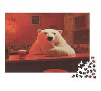 70x50cm/1000pcs Ours Polaire Bar Scene Puzzle Jouet en Bois Cadeau Unique Décoration Intérieure Style surréaliste Artistique Jeu Éducatif Challenge Toy