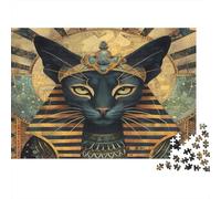 70x50cm/1000pcs Pharaon félin Antique Puzzle Jouet en Bois Cadeau Unique Décoration Intérieure Style d'art égyptien Jeu Éducatif Challenge Toy