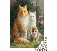 70x50cm/1000pcs Portraits de Famille de Chats touchants Jigsaw Puzzles À Faire Soi-même pour Adultes