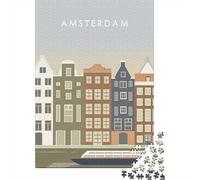 70x50cm/1000pcs Puzzle 1000 Pièces, Amsterdam, Puzzle Cadeau De Noël | Pour une longue soirée puzzle après le travail : Puzzle adulte 1000 pièces ; pour une activité tranquille chez soi.