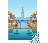 70x50cm/1000pcs, Puzzle 1000 Pièces, Porto Cityscape with Dom Luís I Bridge