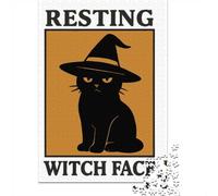 70x50cm/1000pcs, Puzzle 1000 Pièces, Resting Witch Face Black Cat