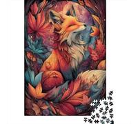 70x50cm/1000pcs, Puzzle Classique 1000 Pièces, Autumn Fox Art Print-5 | Pour un loisir intérieur plus long : ce puzzle 1000 pièces adulte convient aux amateurs d'images détaillées.