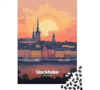 70x50cm/1000pcs, Puzzle Image 1000 Pièces, Stockholm Sunset Skyline | Pour faire une vraie pause loin des écrans : ce puzzle adulte 1000 pièces peut se faire seul ou se partager.