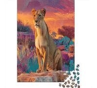 70x50cm/1000pcs Puzzles pour Adolescents Adultes Lionne Oasis colorée du désert