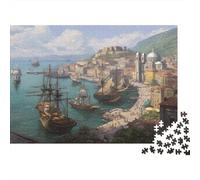 70x50cm/1000pcs Puzzles pour Adolescents Adultes Navires dans Les Ports des Villes Italiennes
