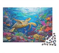70x50cm/1000pcs Puzzles pour Adolescents Adultes Scène sous-Marine Coloré Coral Reef Sea Turtle