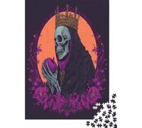 70x50cm/1000pcs Puzzles pour Adolescents Adultes Squelette Wearing A Crown and A Black Cloak