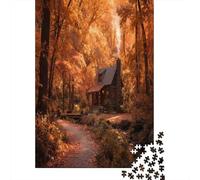70x50cm/1000pcs Puzzles pour Adolescents Adultes The Cabin is Nestled Deep in The Forêt d'automne