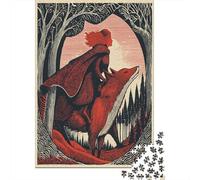 70x50cm/1000pcs Red-Haired Girl in A Hooded Cloak Jigsaw Renard Puzzles À Faire Soi-même pour Adultes