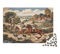 70x50cm/1000pcs Scène d'enfants à Cheval traversant la Campagne Anglaise Jigsaw Puzzles À Faire Soi-même pour Adultes