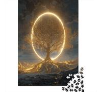 70x50cm/1000pcs The Arbre de Vie Shines with Lumière dorée Puzzle Jouet en Bois Cadeau Unique Décoration Intérieure Jeu Éducatif Challenge Toy