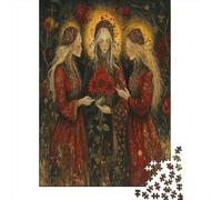 70x50cm/1000pcs Trois Belles mères Puzzle Jouet en Bois Cadeau Unique Décoration Intérieure Tournesols Rouges prêts pour Les fêtes Jeu ÉduChatif Challenge Toy