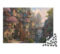 70x50cm/1000pcs Un Village féerique Fantastique au Bord d'une Haute Falaise Puzzle Jouet en Bois Cadeau Unique Décoration Intérieure Jeu Éducatif Challenge Toy