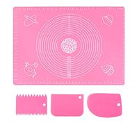 70x50cm Rose Tapis de Patisserie en Silicone, Anti-adhésif Réutilisable Tapis de Cuisson avec Mesure Antidérapant Baking Mat pour Fondant Tartes Pizza pâte, Tapis de Pâte à Rouler Tapis de Comptoir
