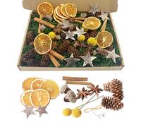 71 Pièces Pot Pourri Noel, Kit Couronne de Noel a Decorer,Accessoires de Couronne de L'avent, LED Miniature Décoration Naturelle de Noël Kit Decor Sapin Noel, Pomme Pin Cannelle Baton Orange Sechees