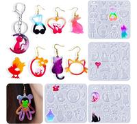 71 Pieces Silicone Resin Epoxy Jewelry Bear Cat Mould Earring Resin Epoxy Molding Earring Resin Molds Casting Mould Jewelry Pendant Earring Necklace