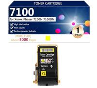 7100 Cartouche de Toner de Remplacement Compatible pour Xerox Phaser 7100N 7100DN Imprimantes, Haut Rendement 5000 Pages, Installation Facile,Yellow-1 Pack