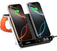 710a Chargeur Sans Fil Double Pour Iphone 16/15/14/13/12, Station De Charge Inductive Pour Apple Watch 10/9/8/7/6/5/4/3/2/Se 2, Chargeur Induction Pour 2 Iphone