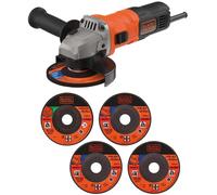 710W 11.4cm (115mm) Meuleuse Angle & 5 Coupe Disques - Noir & Decker