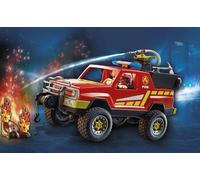 Playmobil 71194 Pick-up et Pompier - City Action - avec Un Personnage, Un Pick-up avec treuil et attelage Ainsi Que des Accessoires - Ville & Métiers - Dès 4 Ans