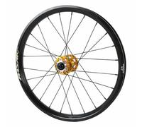 712g Roue Avant De Vélo Pliant 20 Pouces Frein À Disque 100×9mm QR 24 Trous, Jantes À Double Paroi en Alliage D'aluminium 2 Roulements(Black Gold)