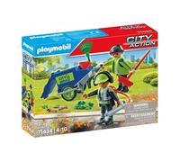 Playmobil 71434 Agents Entretien voirie avec équipement - City Action - Comprend Deux Personnages et des Accessoires pour Nettoyer l'espace Public - Dès 4 Ans